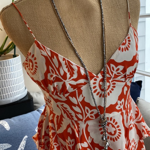 🍊Michael Kors Orange Flower Ruffle Top - Picture 3 of 12